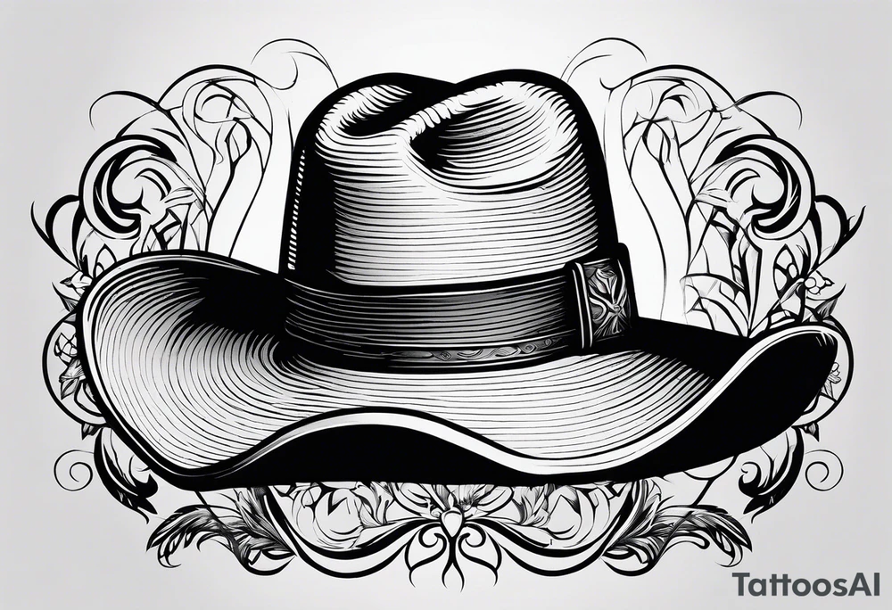 Ruggred cross with a cowboy hat that says sleep through the storm tattoo idea