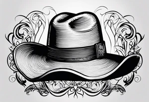 Ruggred cross with a cowboy hat that says sleep through the storm tattoo idea