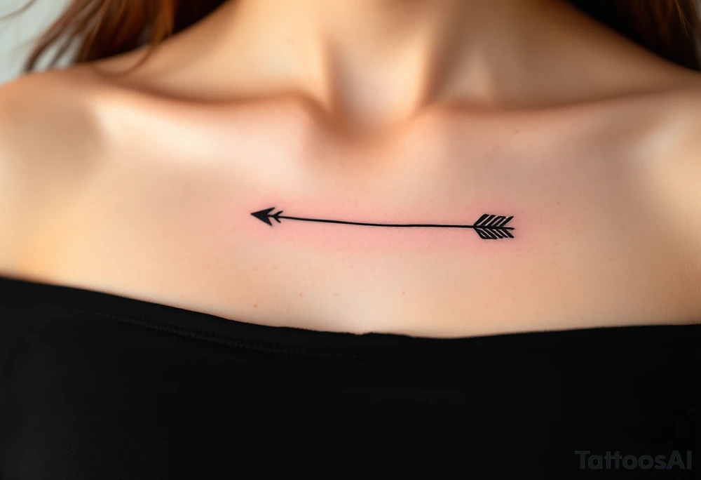 A continuous-line arrow in fine black ink, forming a seamless flow of energy and movement. tattoo idea