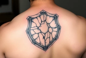 3d stone shield during skin tattoo idea