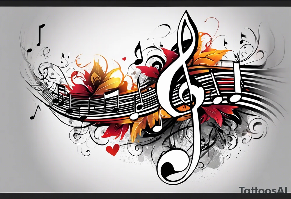 music note sleeve tattoo idea