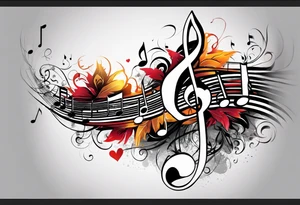music note sleeve tattoo idea