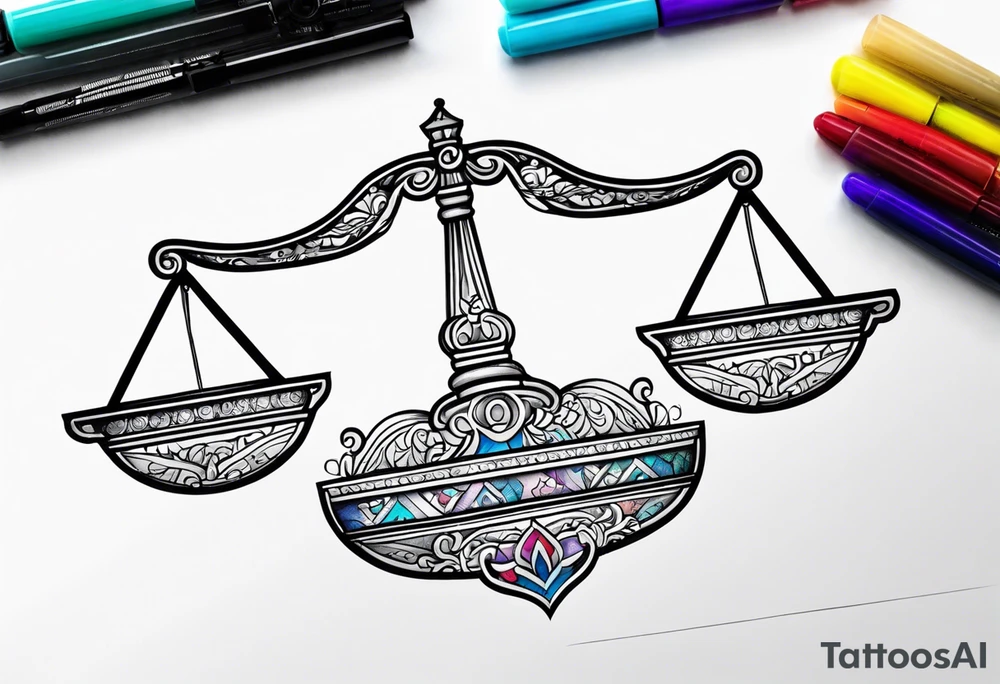 Libra scale with autism awareness pattern tattoo idea