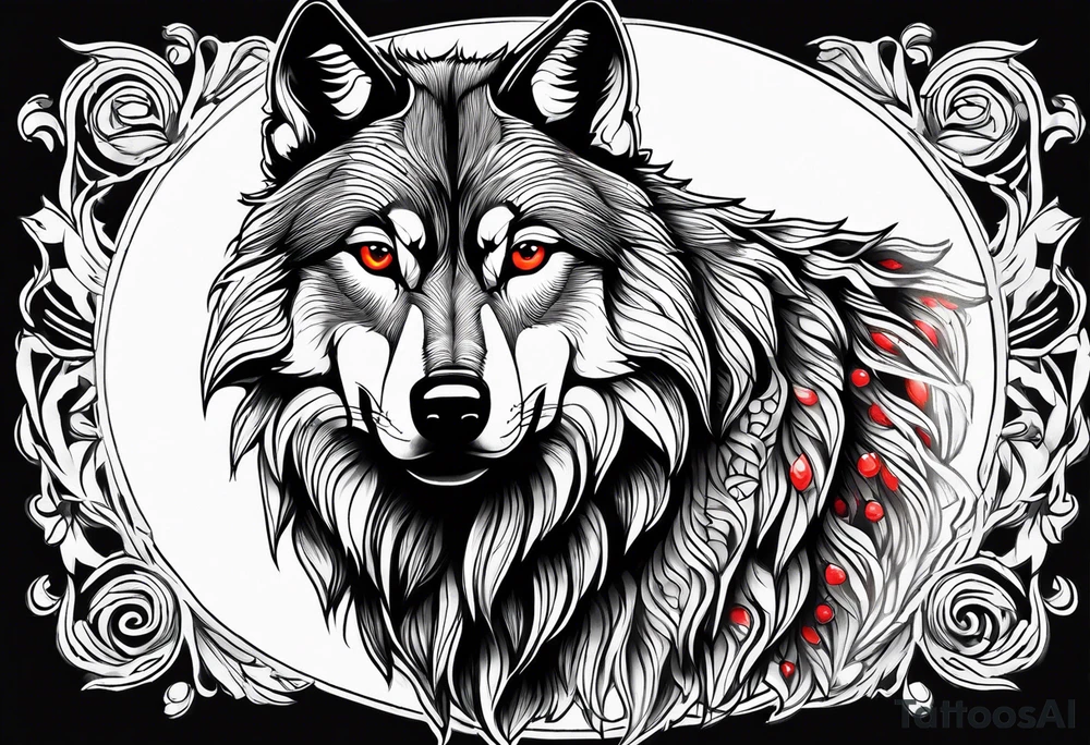 wolf with red eyes tattoo idea