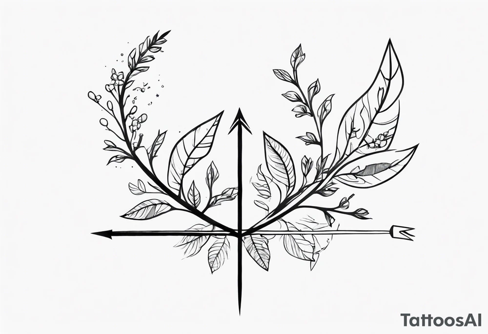 Nature-Inspired Arrow: Twisted with leaves and flowers. tattoo idea