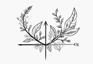 Nature-Inspired Arrow: Twisted with leaves and flowers. tattoo idea