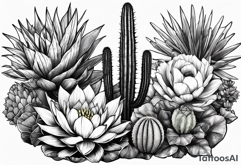 Uma fenix com cactos tattoo idea
