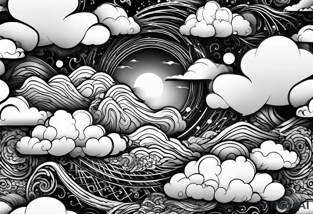 japanese clouds encirkling earth tattoo idea