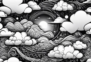 japanese clouds encirkling earth tattoo idea