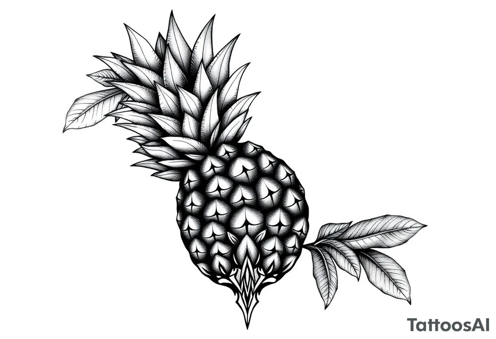 Bushy crown pineapple vagina, design to go over vagina , erotic vagina area design, anus to be at the bottom tattoo idea