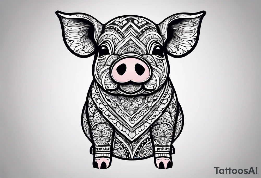 cute pig or piglet that contains text: "friends. not food" 

only very thin lines. no shading. black and white only tattoo idea