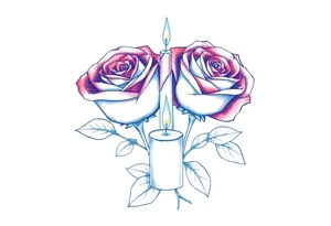 Passed love one, two roses, two candles, blue tattoo idea