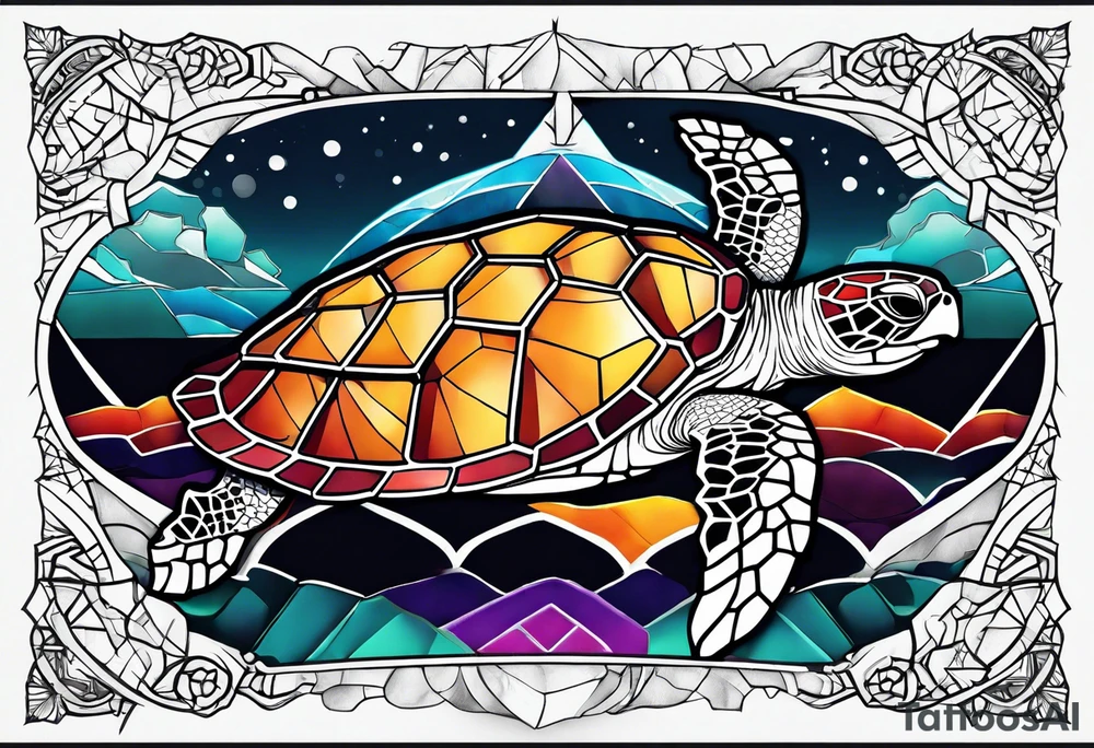 Geometric seaturtle tattoo idea