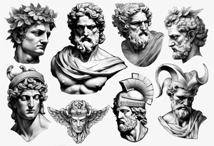 greek god statue realistic tattoo idea