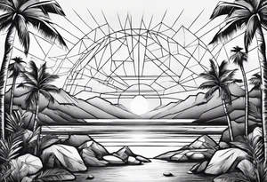 ice cubes and palm trees tattoo idea