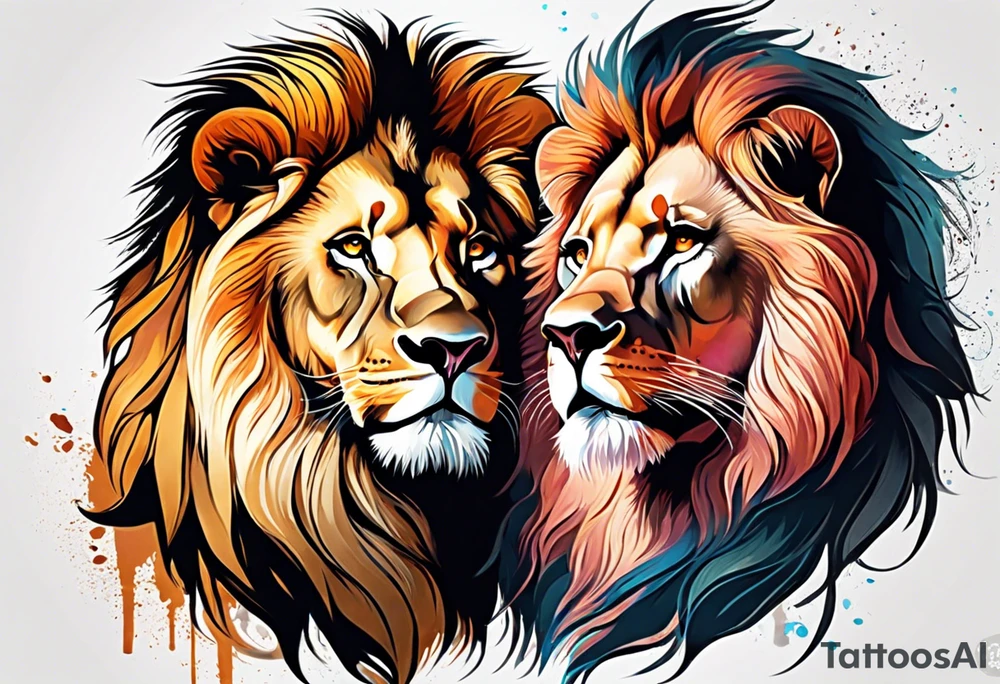 lion and lioness tattoo idea