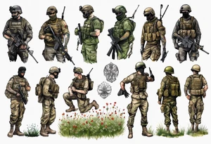 sas soldier in a meadow tattoo idea