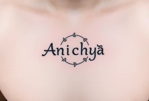 Create a tattoo that writes the Hindi word "Anichya" with A circle or spiral, which represents the cyclical nature of life and death tattoo idea