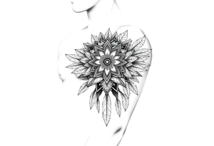 spiritual feathers ornamental mandala shaman tattoo idea