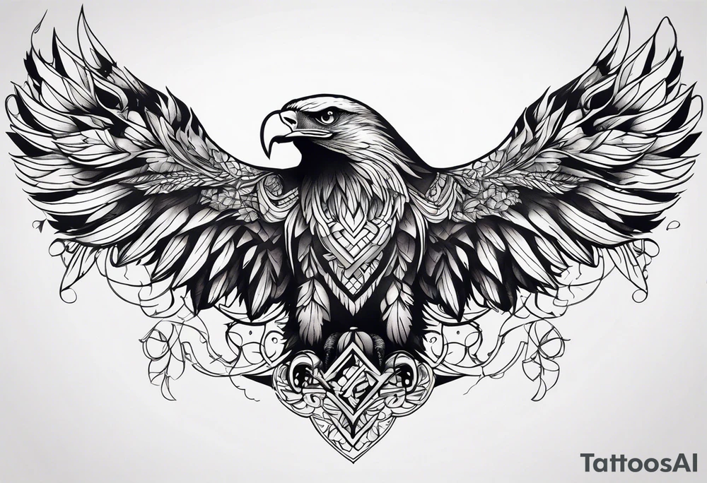Eagle chest tattoo idea
