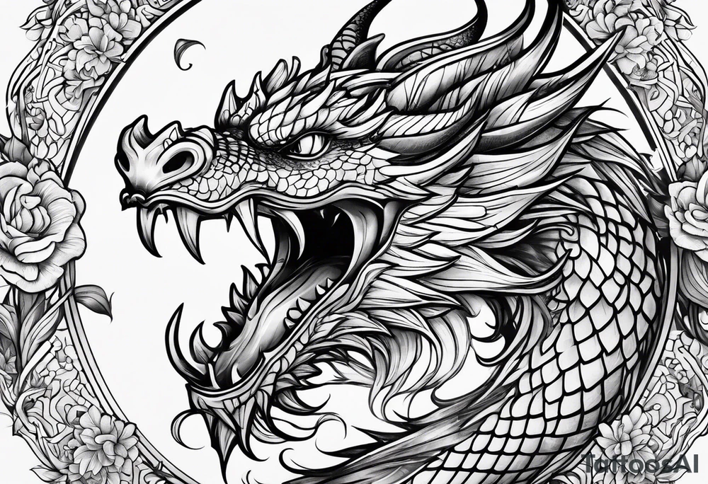 Dragon flower tattoo idea