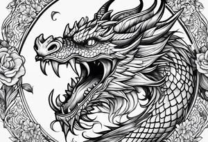 Dragon flower tattoo idea