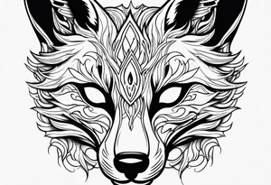 kitsune mask on flame tattoo idea