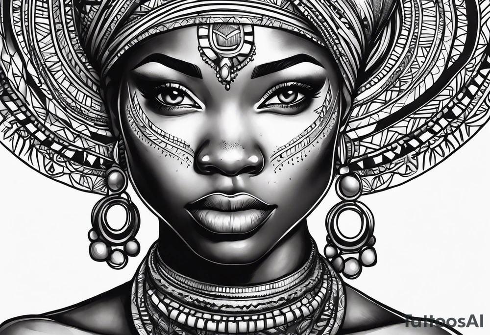 african faces cultural tattoo idea