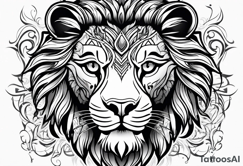 lions face tattoo idea