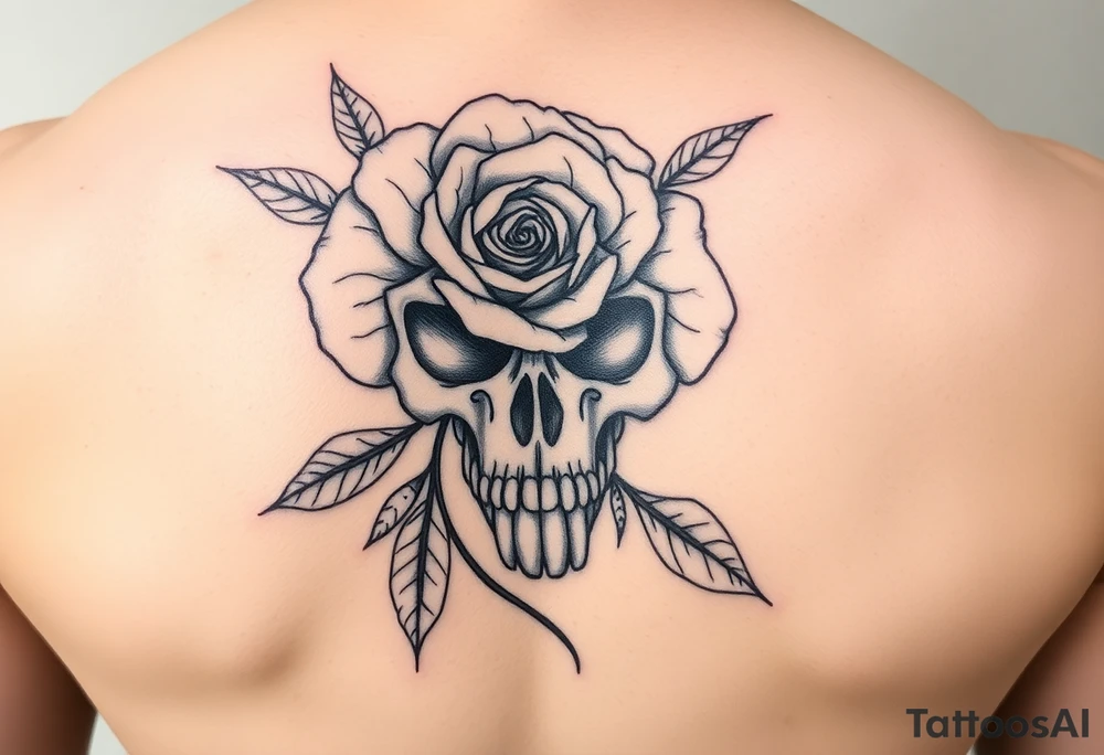 Carnation, Violet, rose scull tattoo idea