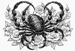 futuristic scorpion animation with flowers bloody tattoo idea