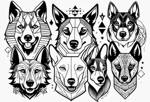 Variety of dogs faces traditional style flash sheet tattoo idea