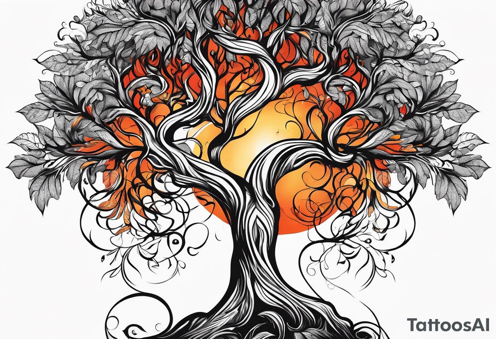 fire tree tattoo idea