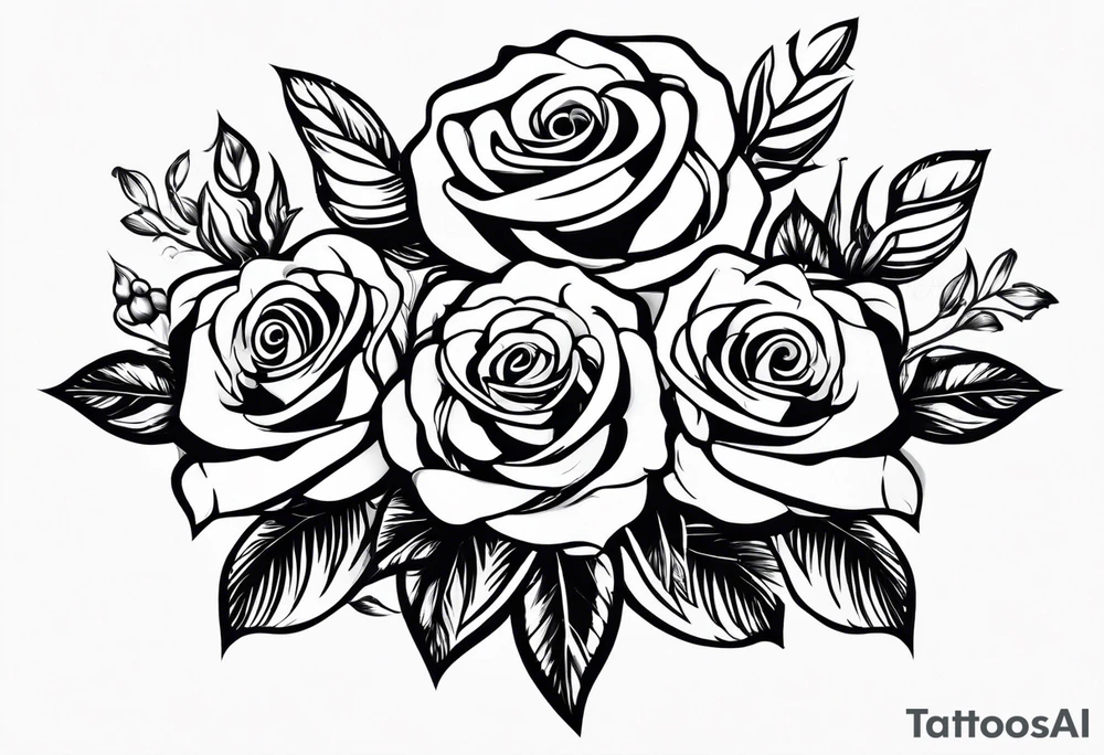 4 roses with a banner tattoo idea