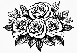 4 roses with a banner tattoo idea
