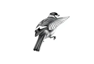 view of a tufted titmouse from behind. the bird should be diving with its wings forward tattoo idea