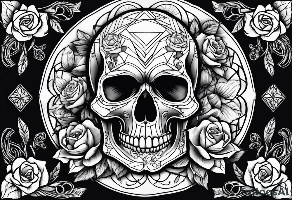 skull and roses tattoo idea