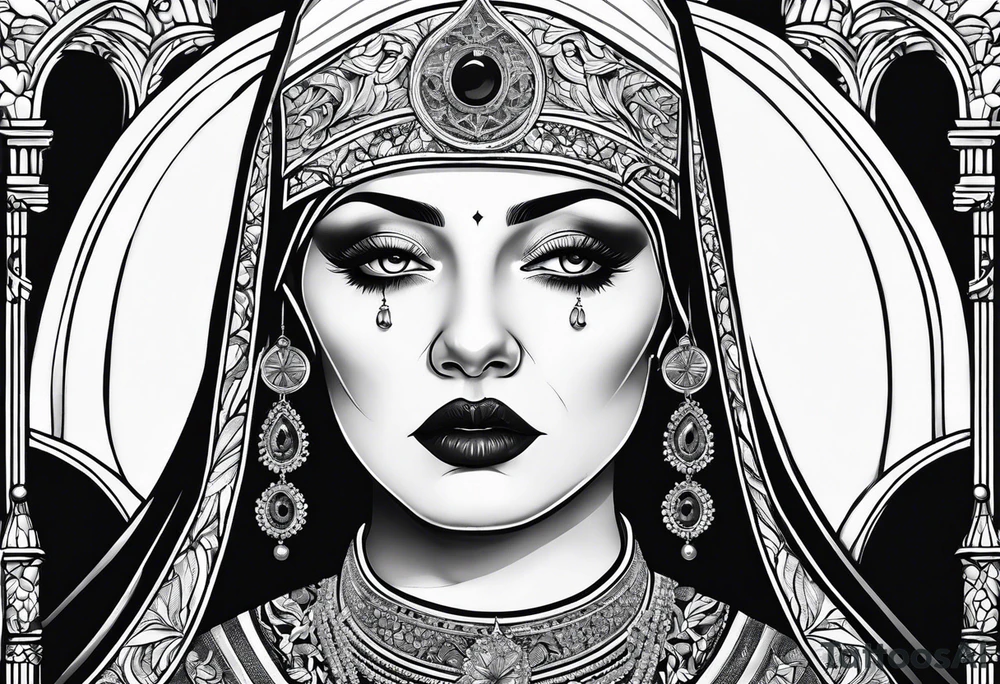 nun with nails in her eyes tattoo idea