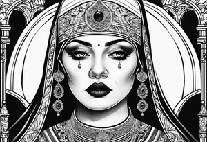nun with nails in her eyes tattoo idea