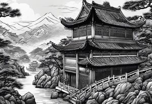Chinese wall, realistic, art, gezeichnet, fine line tattoo idea