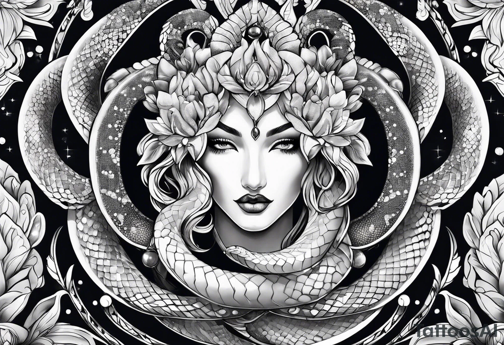gemstone snake crystal body tattoo idea