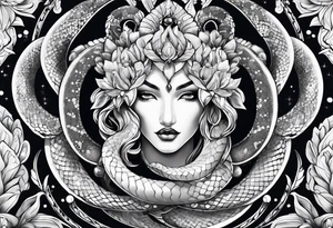 gemstone snake crystal body tattoo idea
