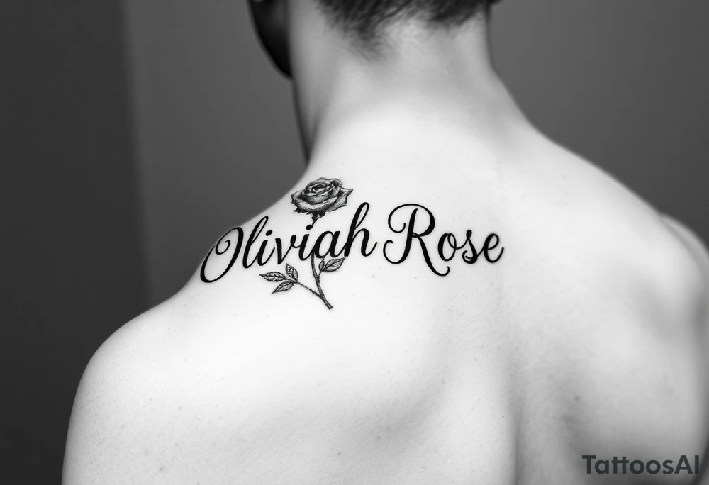 The name Oliviah Rose written as the rose stem spelt as the name
Girl tattoo tattoo idea