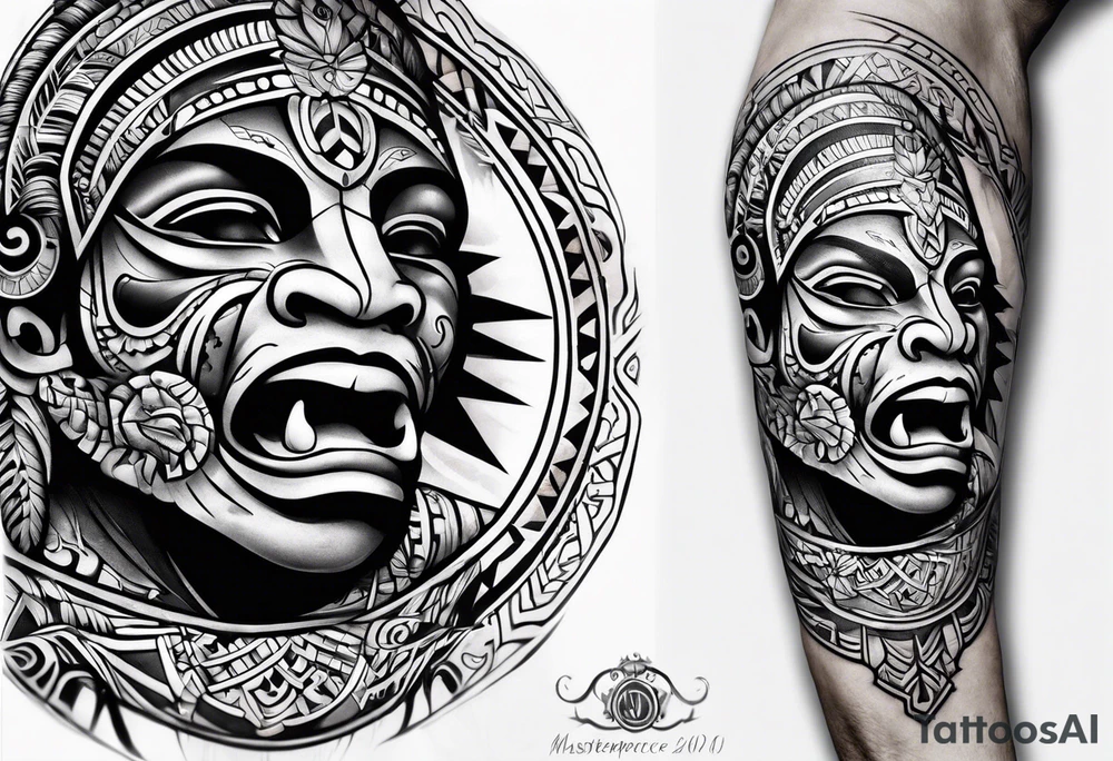 A puerto rican taino tribal sleeve tattoo idea