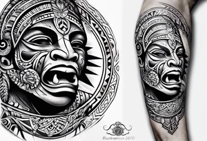 A puerto rican taino tribal sleeve tattoo idea
