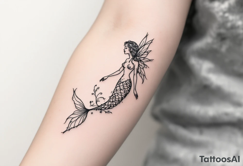 mermaid and fairy small tattoo idea