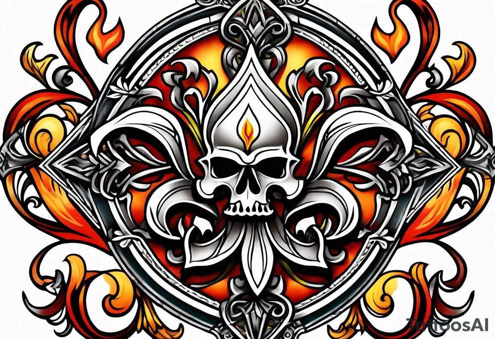 Fleur de lys celtique en flamme tattoo idea