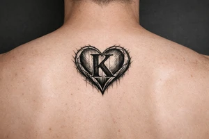 K in a heart behind ear tattoo idea