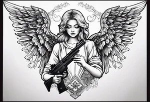 Angel with gun tattoo idea