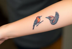A bear, woodpecker and cardinal tattoo idea